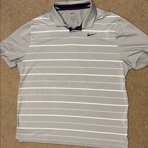 Tiger Woods Men's Gray Striped Polo Shirt